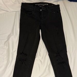 American Eagle Outfitters Women's Black Ripped Skinny Jeans
